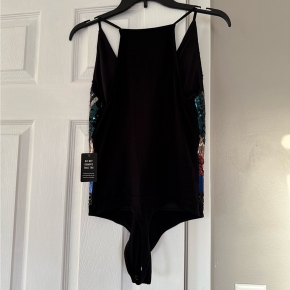 EXPRESS Holiday Multi Color Sequins Bodysuit Festival Coachella - Picture 9 of 10